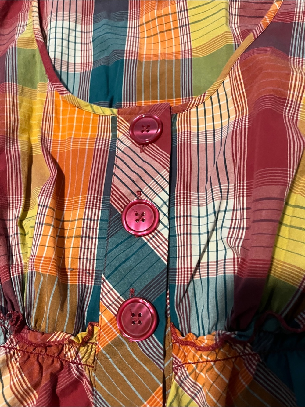 Lane Bryant Plaid Peplum Tunic - Burgundy, Teal, Mustard - Picture 11 of 14